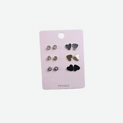 Серьги Modern Hearts+Crystal 6 пар