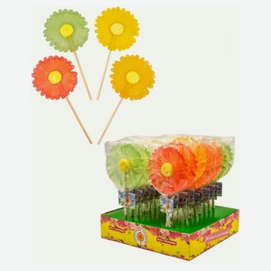 Леденец на палочке «СахароварЪ» Ромашка микс вкусов на изомальте 44 г, 1 шт в ассортименте