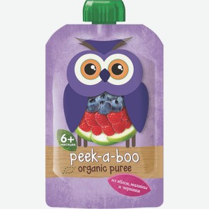 Фруктовое пюре Peek-a-boo малина-черника-яблоко, с 6 месяцев, 113 г
