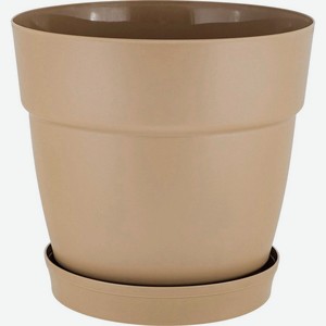 Горшок Ingreen Villa de Fiori для цветов с фиксируемым поддоном молочный шоколад d130мм 1.1л
