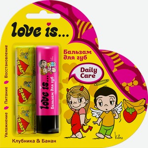 Бальзам для губ LOVE IS Клубника, банан+Жевательная резинка, 12,6г, 4,2г