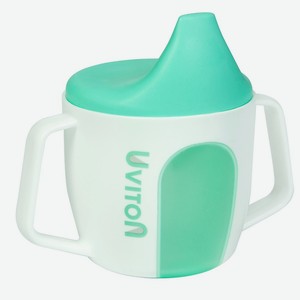 UVITON Обучающий Поильник-чашечка 2 в 1, бирюзовый