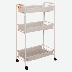 Этажерка 3-х ярусная на колесах 44*27*64 см, белая арт.SNJ-0