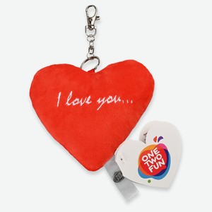 Игрушка мягкая ONE TWO FUN Сердце с подвесом красное, 13 см