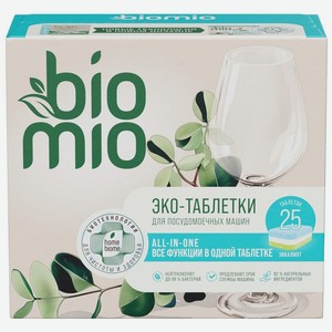 Таблетки BioMio All-In-One для посудомоечной машины с эфирным маслом эвкалипта 25х16г, 25 шт