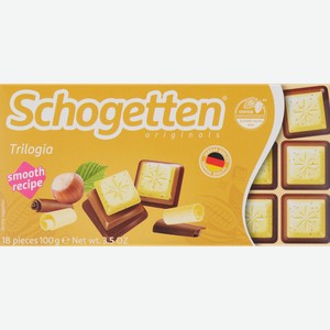 Шоколад SCHOGETTEN Trilogia noisettes с грильяжем, молочным шоколадом, джандуей и фундуком, 100г