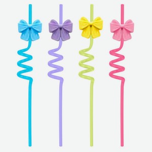 Трубочки для коктейлей MultiDom Банты 26 см, 4 шт