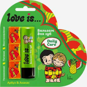Бальзам для губ LOVE IS Арбуз, ананас+Жевательная резинка, 12,6г, 4,2г