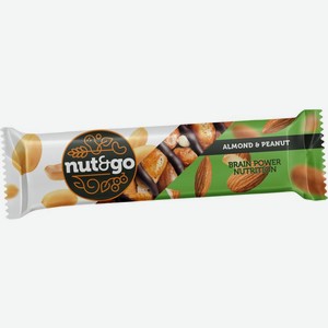 Батончик Nut&Go миндально-арахисовый с арахисовой пастой 36г, 36 г
