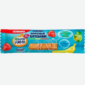 Д/п батончик ФРУТОНЯНЯ Злаково-фруктовый батончик яблоко-банан-клубника с 12 мес, Россия, 25 г