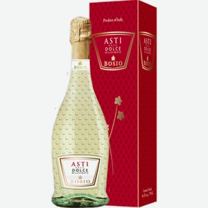 Игристое вино Bosio Asti Millesimato белое сладкое, в подарочной упаковке 0.75л