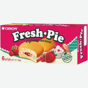 Пирожное Orion Fresh Pie бисквитное с клубнично-малиновой начинкой 150г, 150 г
