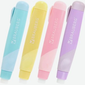 Ластик BRAUBERG Rewind, выдвижной, 11,2х2,1х2,4см, белый, пастельные цвета, в ассортименте