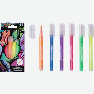 Набор глиттерных маркеров Graffity 6 цветов