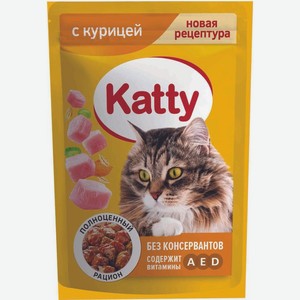 Корм Katty с курицей влажный для кошек, 85г