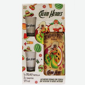 Ликер Cream Heroes Lupita Passiоn с ароматом маракуйи в подарочной упаковке 2 cтакана Шот 17%, 700мл