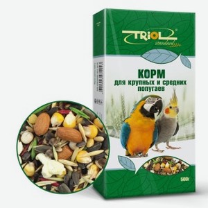 Корм Тriol Standard для крупных и средних попугаев, 500 г