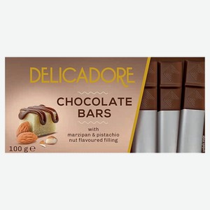 Шоколад Delicadore с начинкой марципановым вкусом и начинкой с фисташковым вкусом, 100 г