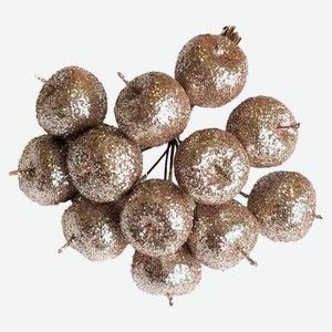 Набор-букет «Азалия Декор» Яблоки с глиттером на вставках из 12 шт шампань для цветов и подарков D2,2xL10,5 см, 1 шт