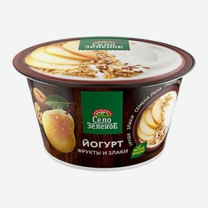 Йогурт Груша-злаки-семена льна-грецкий орех Село Зеленое 3.2% 180г