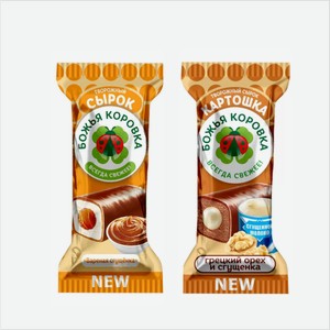 Сырок глазированный БОЖЬЯ КОРОВКА Картошка, с грец.орехом/с вар.сгущенкой 40гр