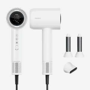 REMEZ Фен-стайлер с персональной настройкой температуры и магнитными насадками MODEL S RMB-707, Белый