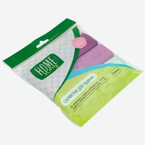 Салфетки для уборки из микрофибры Home Story, 3шт, 3 шт
