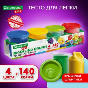 Тесто для лепки 4цв 560г+штампики