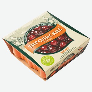 Пирог сладкий бисквитный «Тирольские пироги» шоколадный со спелой вишней и сливочно-заварным кремом охлажденный, 250 г