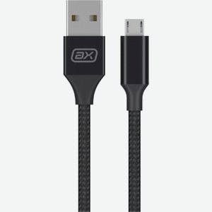 Дата-кабель AXXA USB-micro USB, 2А, 1м, нейлон, черный 7261, Китай