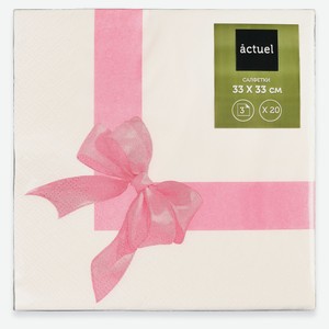 Салфетки бумажные Actuel Бабочка 3-слойные 33х33 см, 20 шт