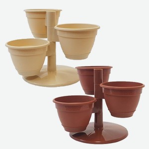 Цветочное кашпо  ТРИО  из трех горшков и подставки Техпласт