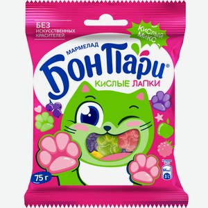 Мармелад жевательный со вкусом фруктов БОН ПАРИ Кислые лапки