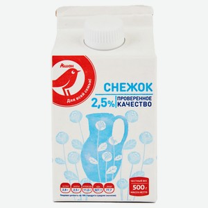 Напиток кисломолочный Снежок АШАН Красная птица охлажденный 2,5% БЗМЖ, 500 г
