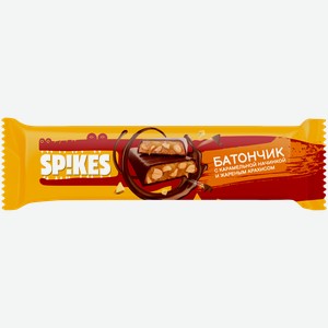 Батончик Spikes с карамельной начинкой и жаренным арахисом глазированный 40г