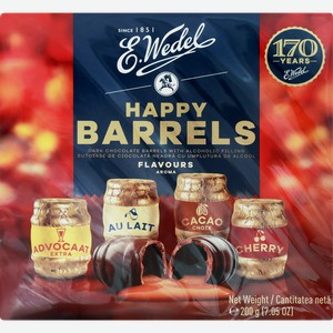 Конфеты HAPPY BARRELS Ассорти с ликерной начинкой, 200г