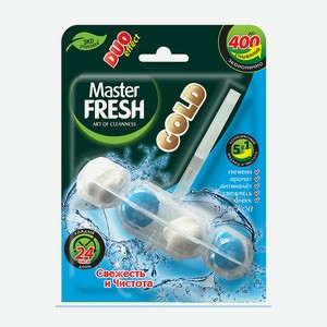 MASTER FRESH Подвесной блок для унитаза DUO EFFECT 5в1 GOLD (МОРСКОЙ), 1 шт.