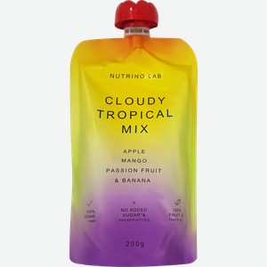 Пюре фруктовое NUTRINO LAB Яблоко, манго, маракуя и банан, 200г