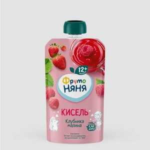 Кисель «ФрутоНяня» Клубника, малина, 0,1 г, 130 мл