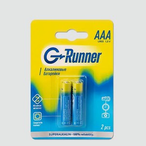 Батарейки алкалиновые «G-runner» AAА/LR03, 1,5 V, 2шт, 0,1 г