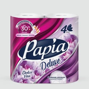 Бумага туалетная «Papia» Deluxe Dolce Vita, четырехслойная, 4 шт., 0,4 г