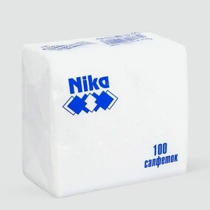 Салфетки «Nika» однослойные белые, 100 шт, 0,1 г