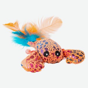 Игрушка для кошек Mr.Kranch Лобстер плюшевая с кошачьей мятой и перышками 9 см голубая, 1 шт