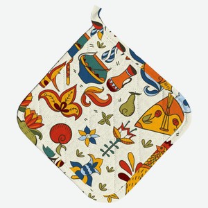 Прихватка стеганная «Лен Наш» Петухи, 18х18 см