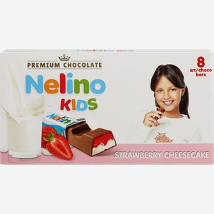 Шоколад молочный NELINO Kids с начинкой со вкусом чизкейка и клубничной начинкой, 100г