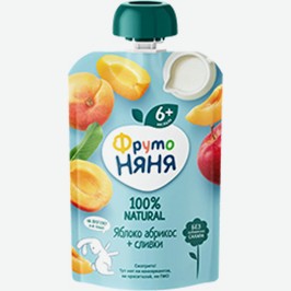 Пюре Фрутоняня, Яблоко/абрикос Со Сливками, 90 Г