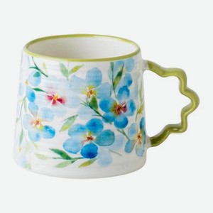Фарфоровая кружка с цветами фактурная 360мл