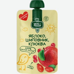 Пюре Вкус & Польза из яблок шиповника и клюквы для детей с 6 мес. 90г