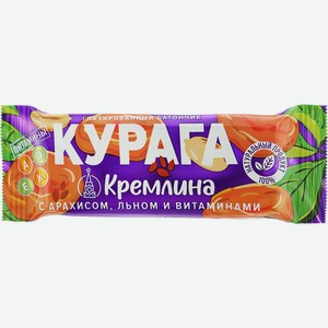 Батончик КРЕМЛИНА Курага с арахисом, льном и витаминами, глазированный, 30г