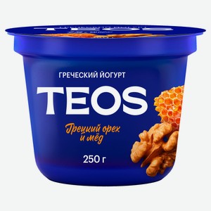 Йогурт греческий густой TEOS Грецкий орех-мед 2% БЗМЖ Беларусь, 250 г